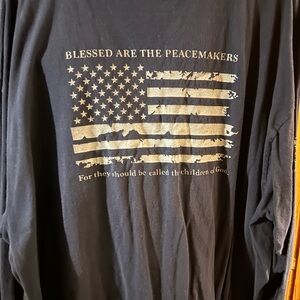 Navy Graphic Tee with Flag Design